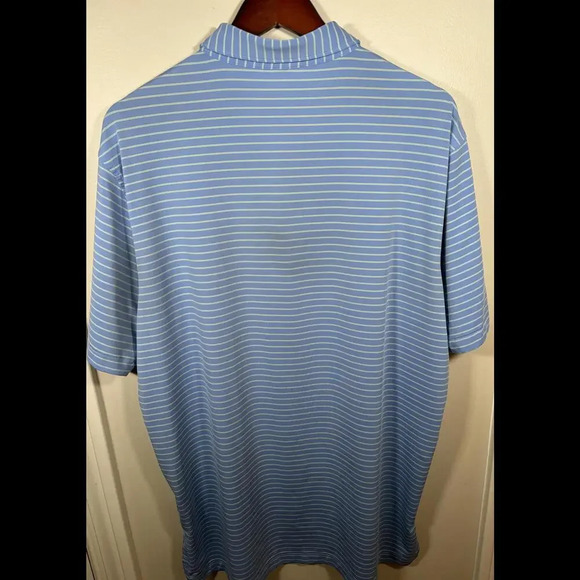 Peter Millar Men's Striped Polo Shirt - Light Blue & Light Green - Picture 4 of 4